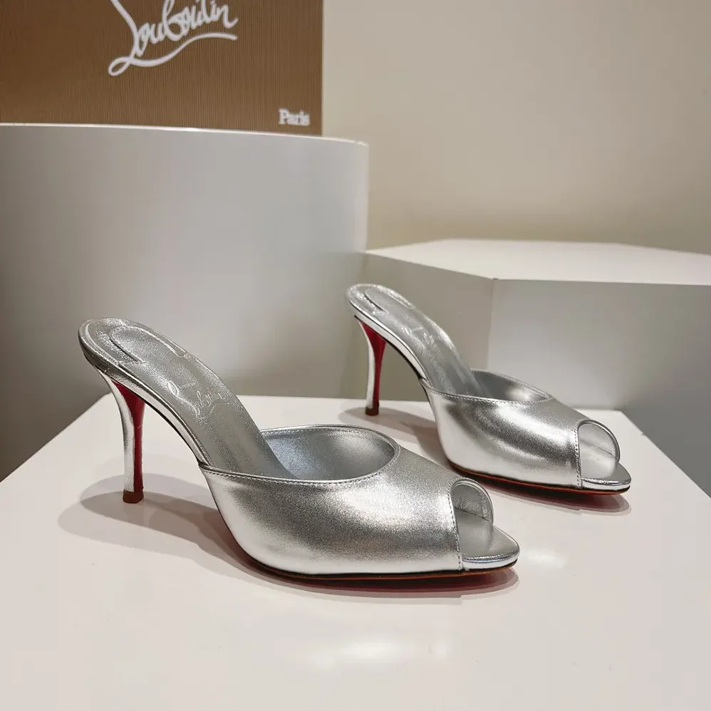 Christian Louboutin Me Dolly 100 mm Mules Nappa leather for Women in Silver Christian Louboutin Me Dolly 100 mm Mules Nappa leather for Women in Silver