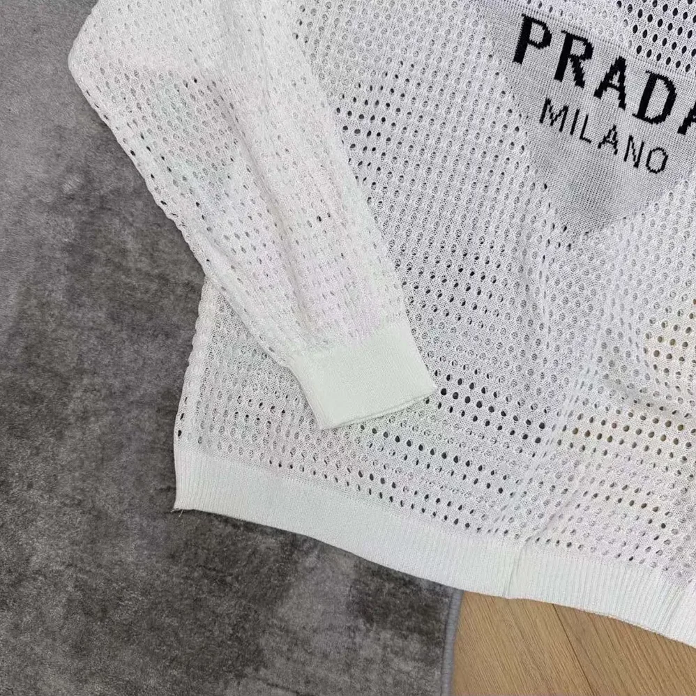 Prada Milano Open-knit Top for Women in White Prada Milano Open-knit Top for Women in White