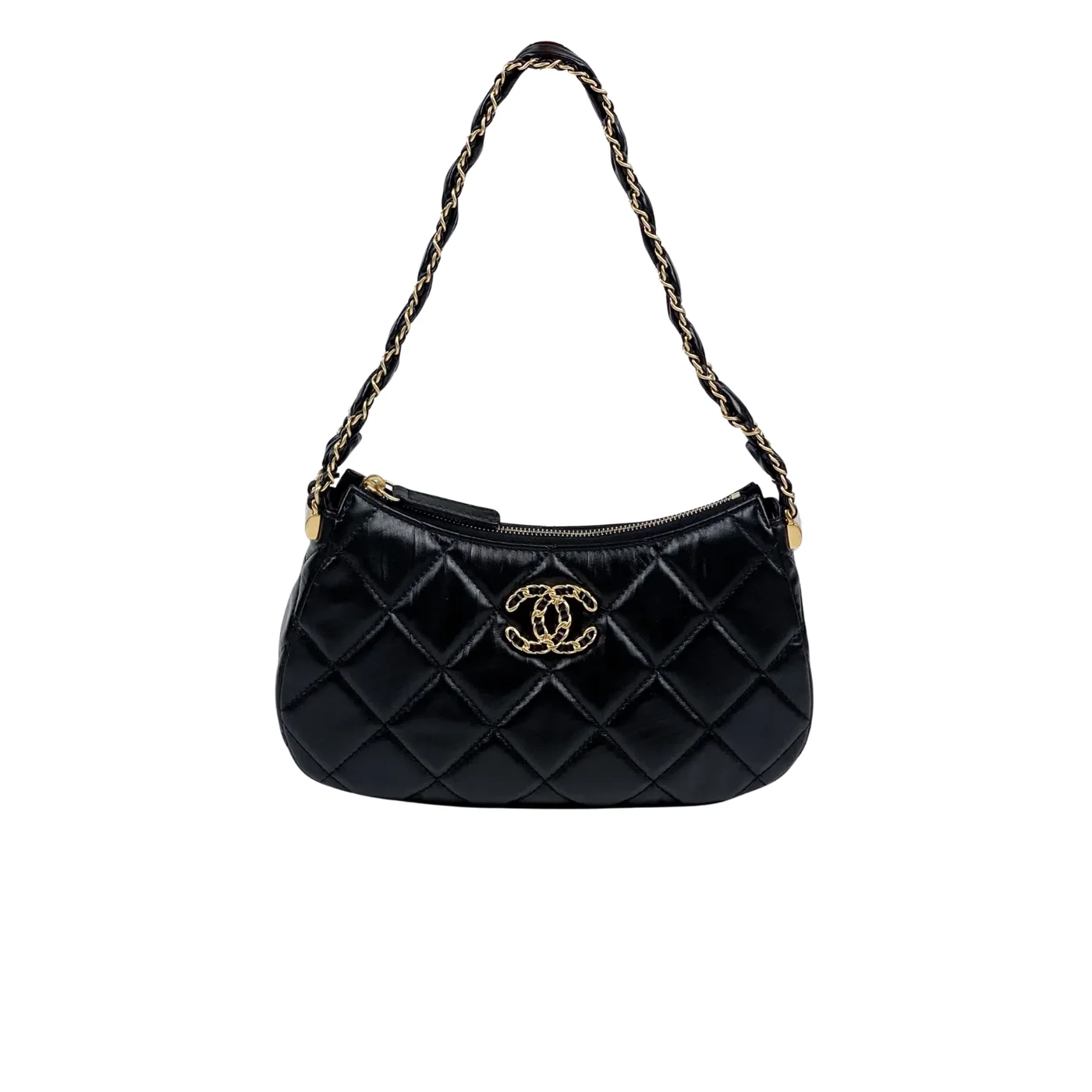 Chanel CC Hobo Bag in Black Gold Hardware