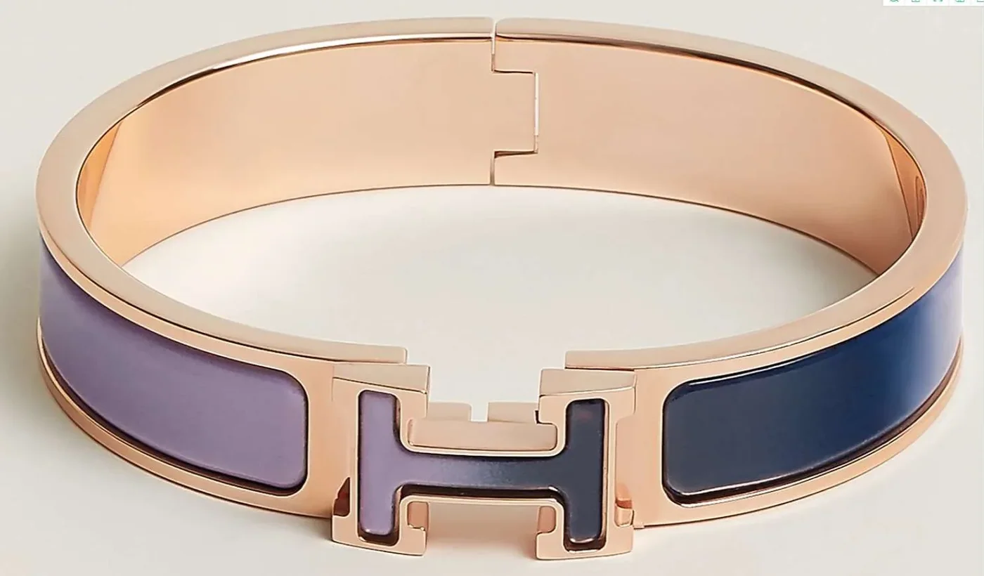 Hermes Clic Enameled H Bracelet Purple