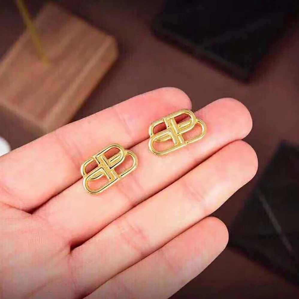 Balenciaga BB S Stud Earrings in Gold Brass for Women Balenciaga BB S Stud Earrings in Gold Brass for Women