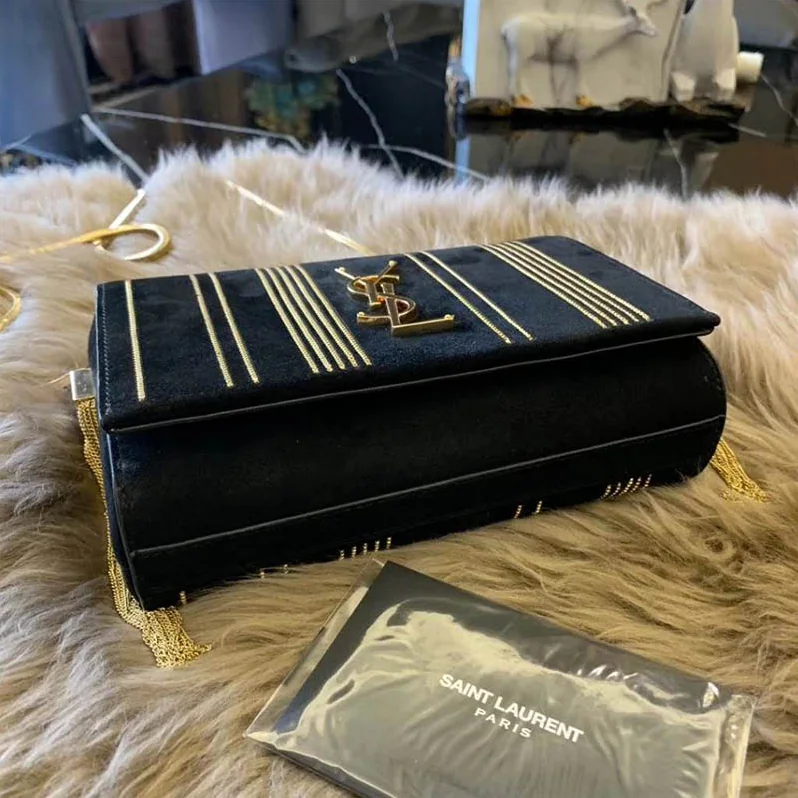 Saint Laurent YSL Kate Small Suede with Chains for Women in Black Saint Laurent YSL Kate Small Suede with Chains for Women in Black