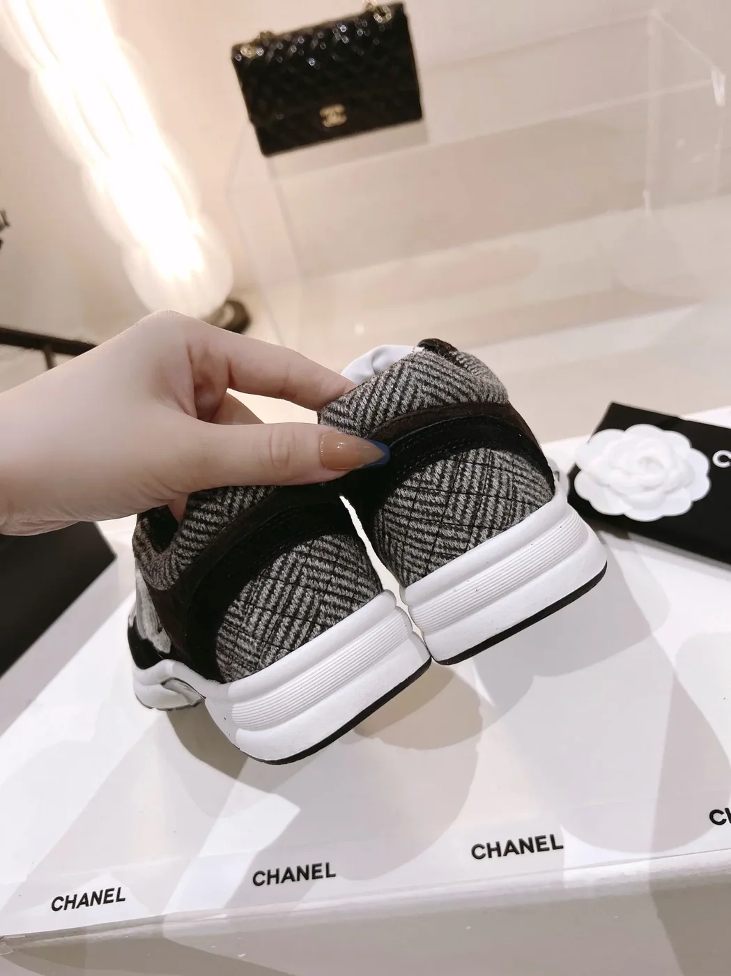 Chanel Wool Stitch Casual C Sneakers Black