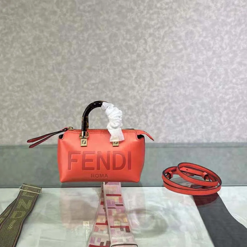 Fendi By The Way Mini Red Leather Small Boston Bag for Women