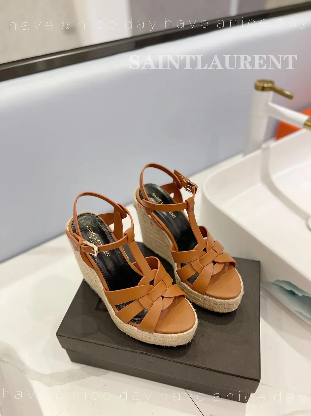 Saint Laurent Tribute Espadrilles In Smooth Brown Saint Laurent Tribute Espadrilles In Smooth Brown