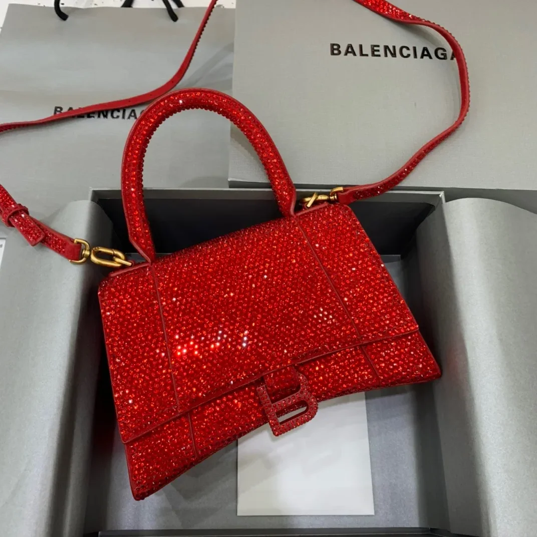 Balenciaga Hourglass Small Handbag In Red