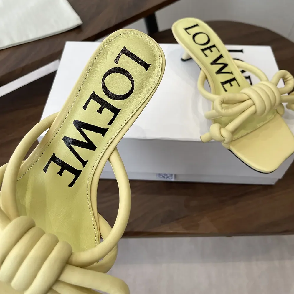 Loewe Flamenco Knot Sandal in Lambskin for Women in Yellow Loewe Flamenco Knot Sandal in Lambskin for Women in Yellow