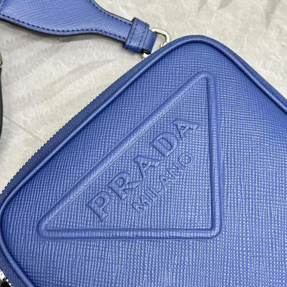 Prada Saffiano Leather Shoulder Bag for Men in Navy