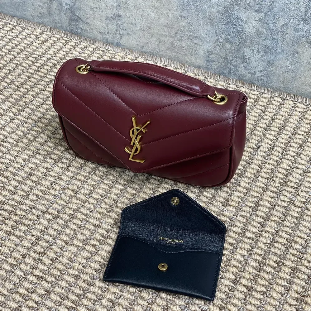 Saint Laurent YSL Loulou Mini in Lambskin for Women in Bordeaux Saint Laurent YSL Loulou Mini in Lambskin for Women in Bordeaux