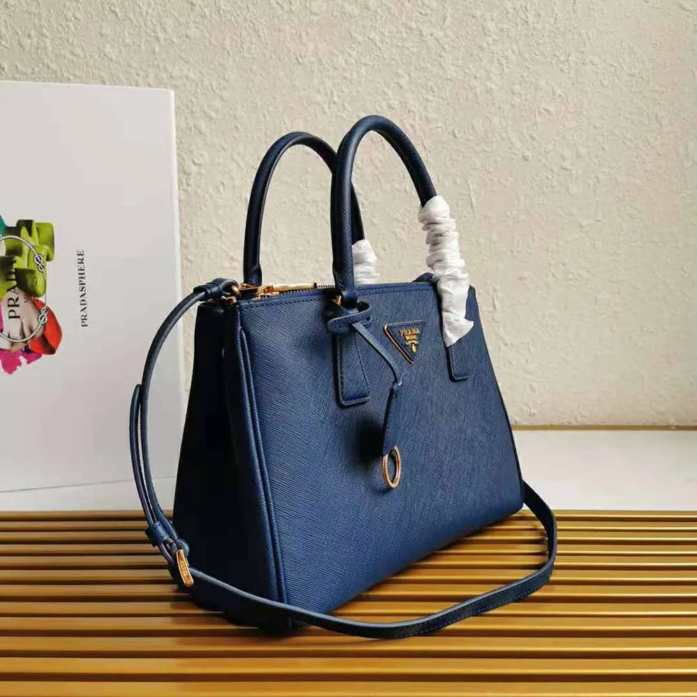 Prada Small Saffiano Leather Prada Galleria Bag for Women in Navy