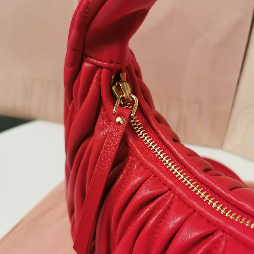 Miu Miu Wander Matelassé Nappa Leather Hobo Bag for Women in Red