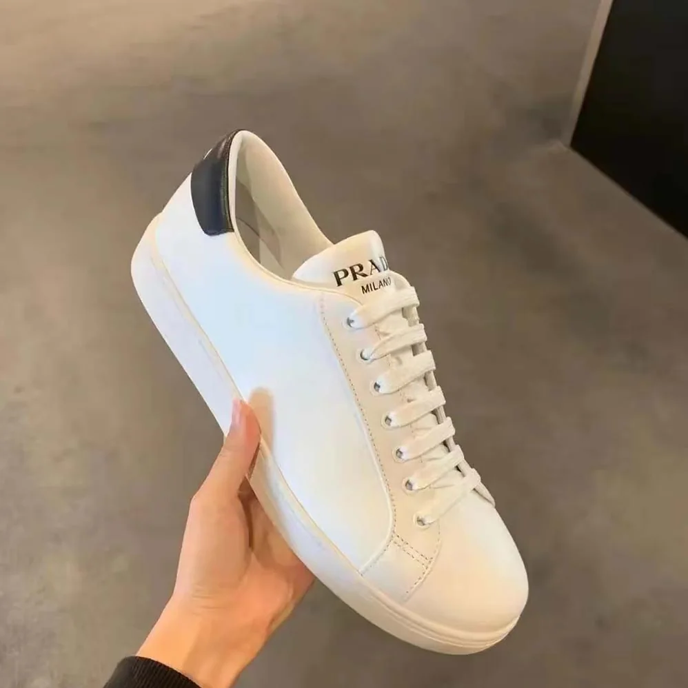 Prada Macro Leather Sneakers for Unisex in White Prada Macro Leather Sneakers for Unisex in White