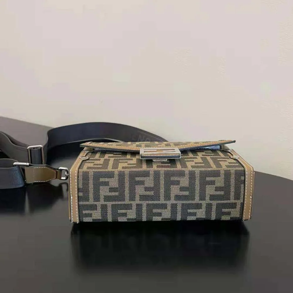 Fendi Baguette Soft Trunk Brown FF Fabric Bag for Men