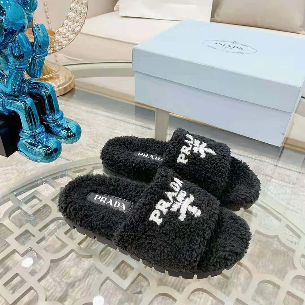 Prada Terry Cloth Slides for Women in Black Prada Terry Cloth Slides for Women in Black