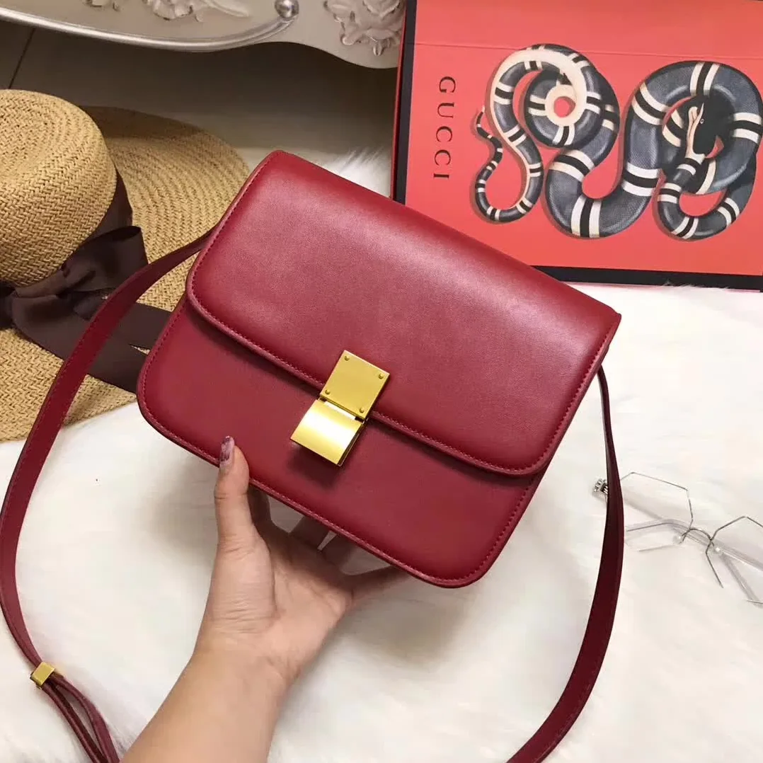 Celine Medium Classic Bag in Box Calfskin Leather in Maroon Celine Medium Classic Bag in Box Calfskin Leather in Maroon