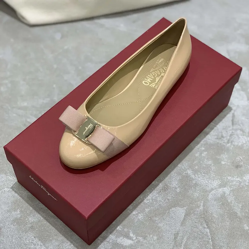 Salvatore Ferragamo Varina Ballet Flat for Women in Sandy Salvatore Ferragamo Varina Ballet Flat for Women in Sandy