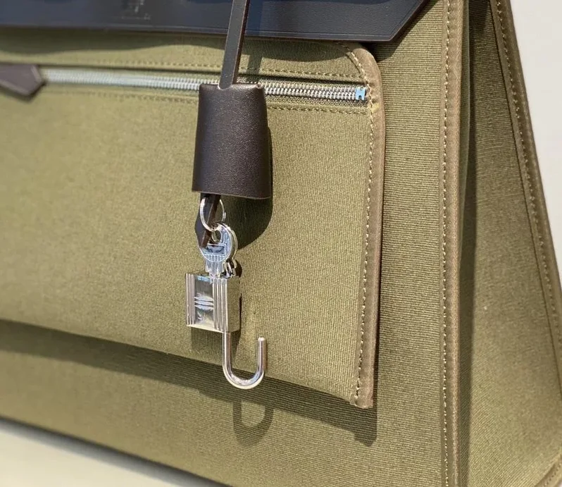 Hermes Herbag Zip Bag Dark Green Moss, Silver Toned Hardware Bag Hermes Herbag Zip Bag Dark Green Moss, Silver Toned Hardware Bag