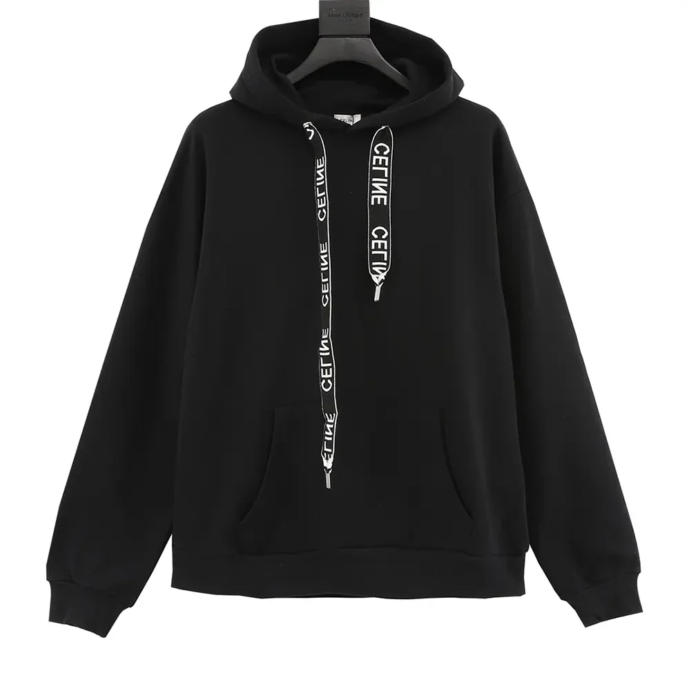 Celine Loose Hoodie in Cotton Fleece for Men in Black Celine Loose Hoodie in Cotton Fleece for Men in Black