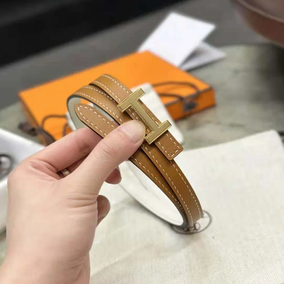 Hermes Focus Belt Buckle & Reversible Leather Strap 13 mm for Women in Gold/White