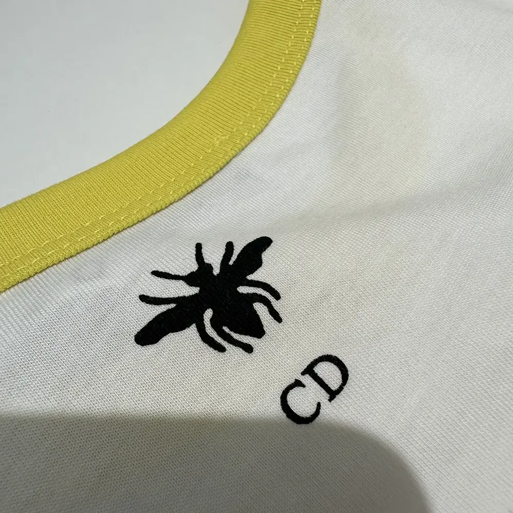 Dior Dioriviera T-Shirt Ecru and Lemon Yellow Cotton Jersey for Women