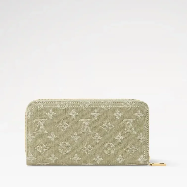 Louis Vuitton Zippy Wallet in Khaki Denim Gold Hardware