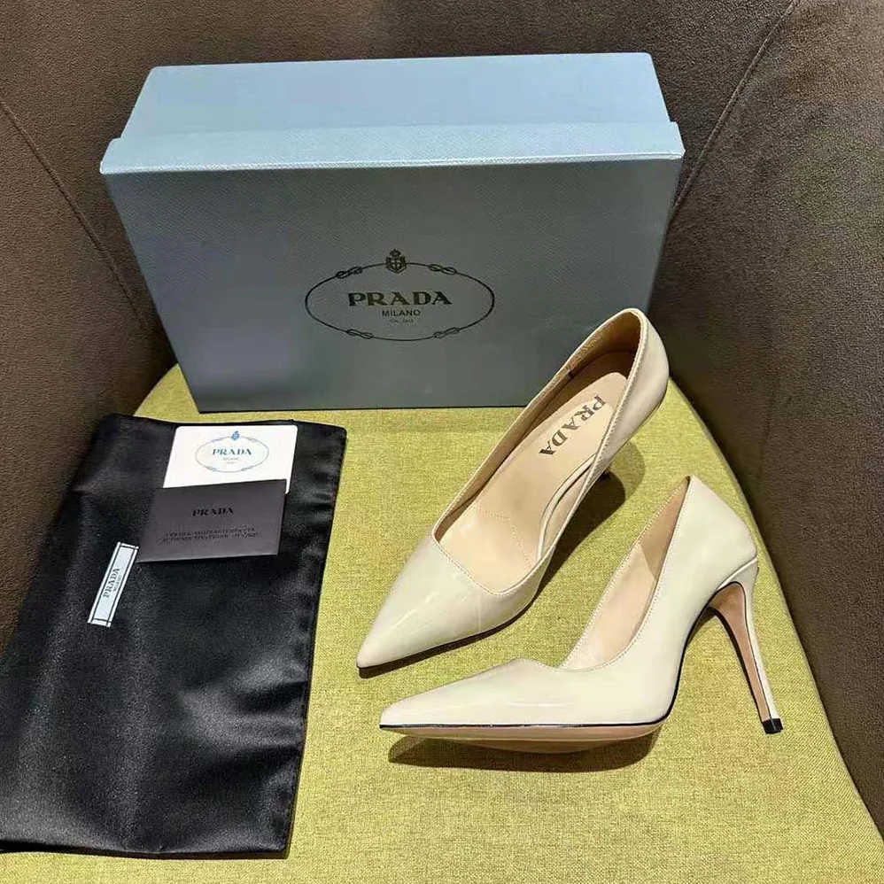 Prada Patent Leather Pumps for Women in White