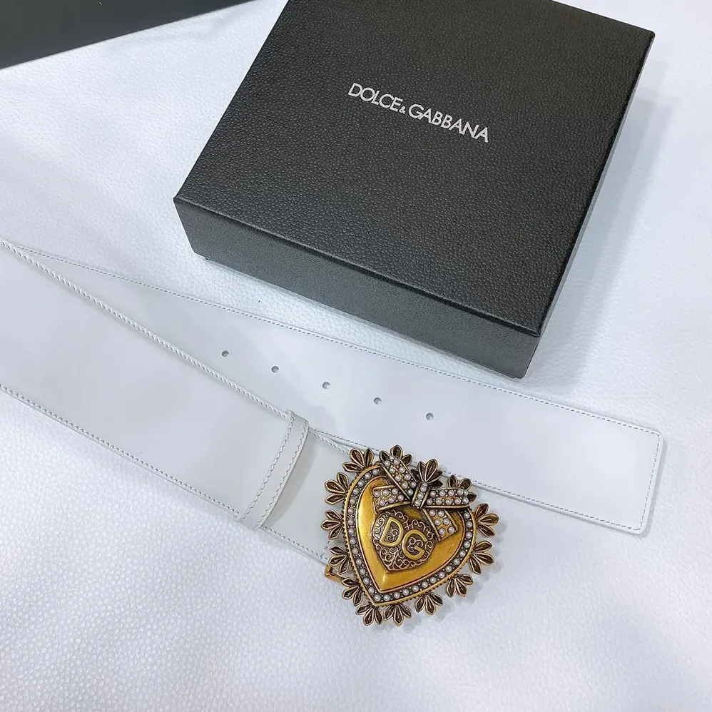 Dolce Gabbana D&G Leather Devotion Belt for Women in White