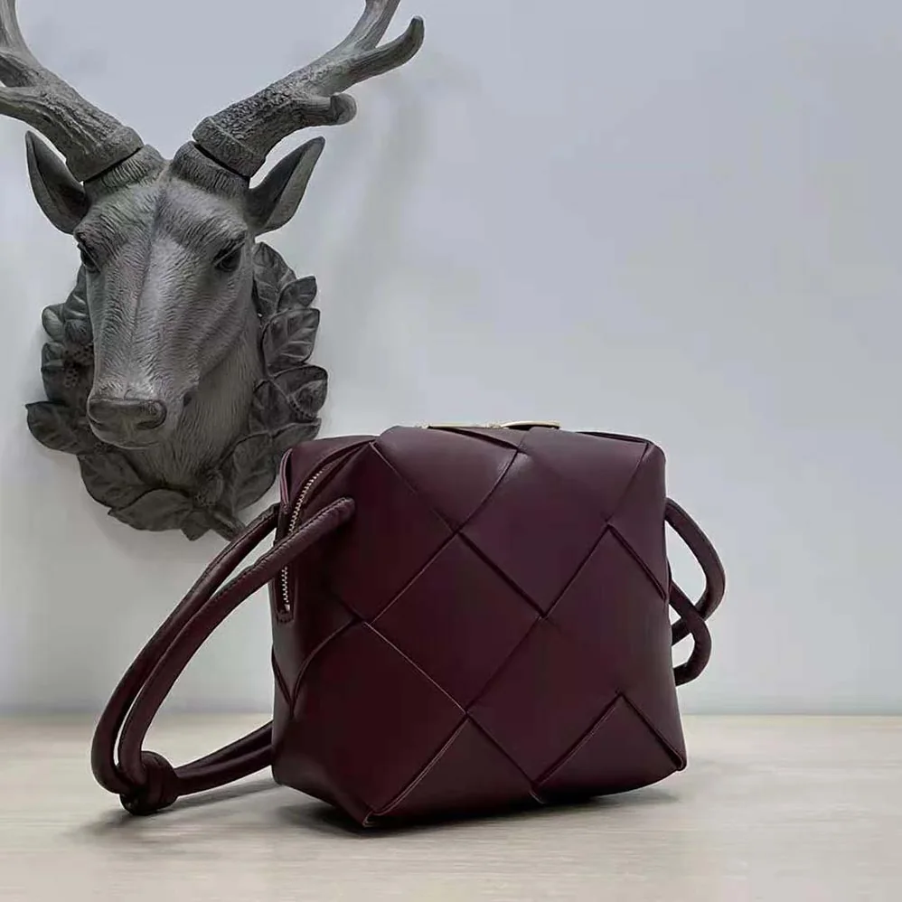 Bottega Veneta Mini Cassette Camera Bag for Women in Maroon