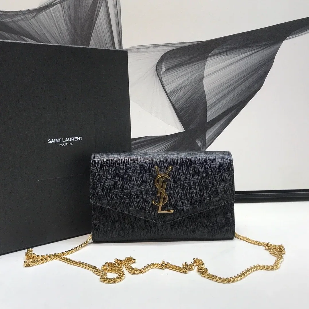 Saint Laurent Uptown Chain Wallet Black in YSL Saint Laurent Uptown Chain Wallet Black in YSL