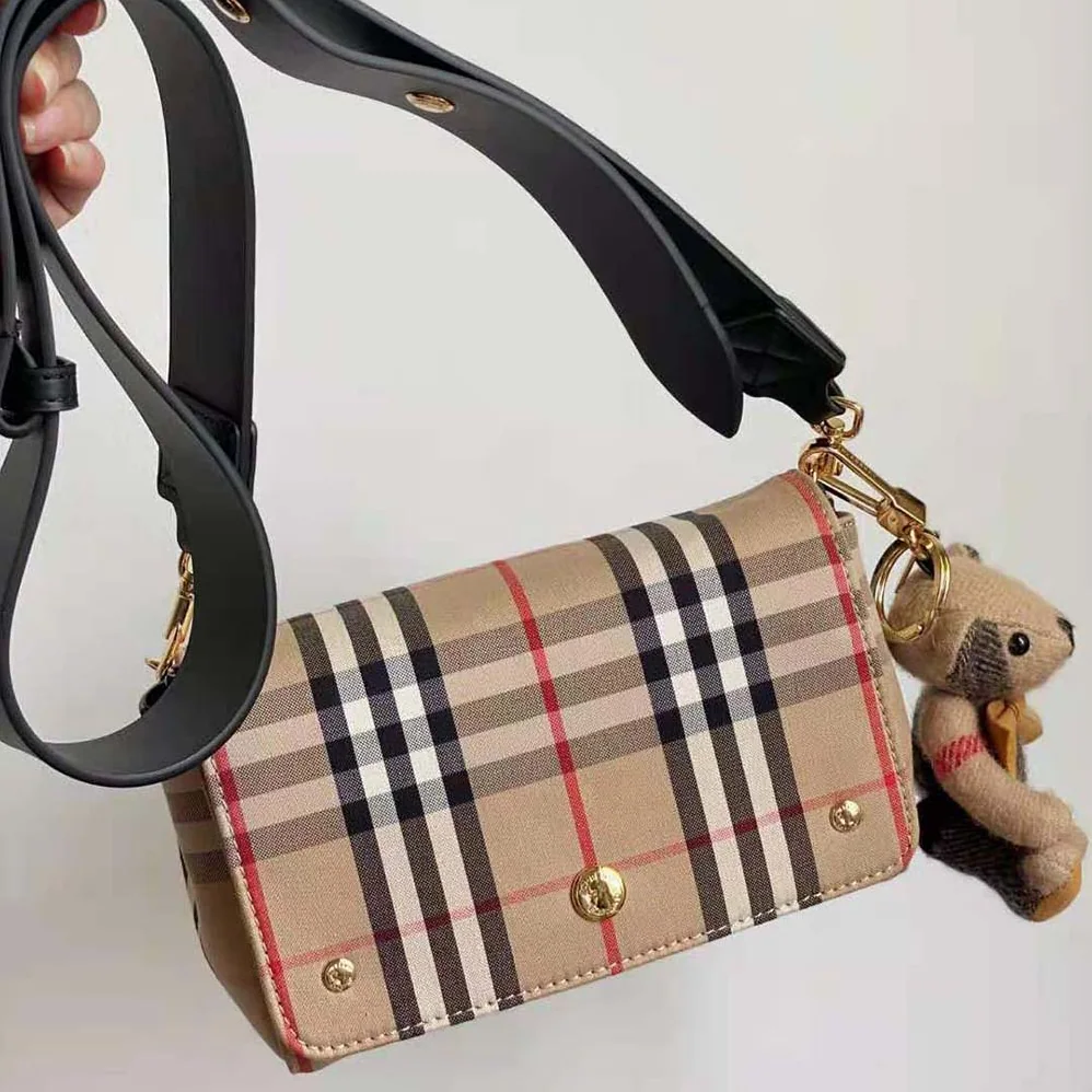 Burberry Small Vintage Check and Leather Crossbody Bag for Women in Brown Burberry Small Vintage Check and Leather Crossbody Bag for Women in Brown