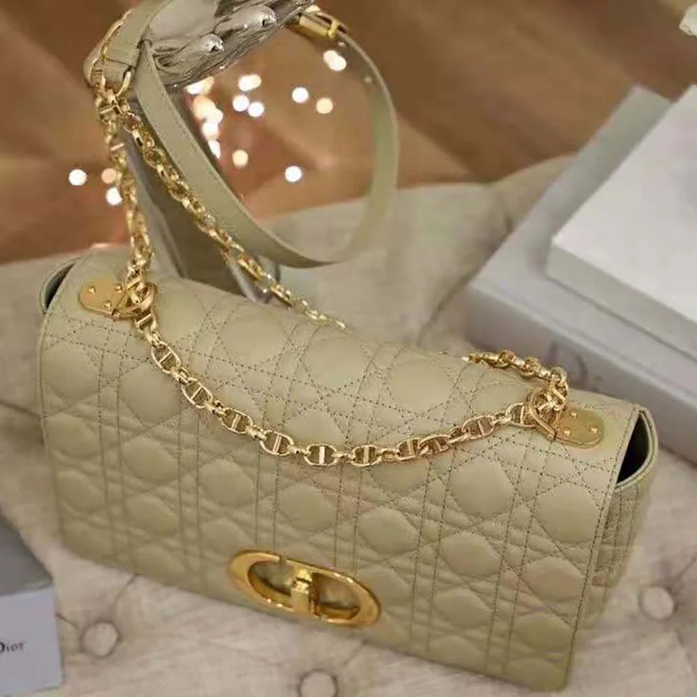 Dior Large Dior Caro Bag Supple Cannage Calfskin for Women in Sandy