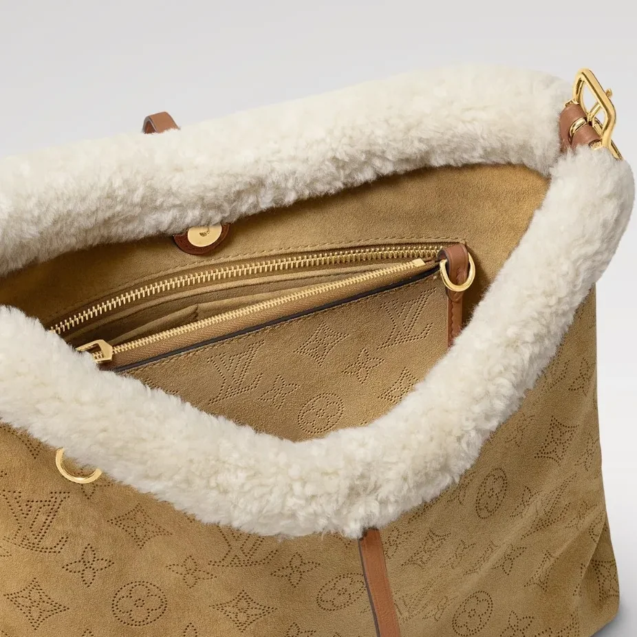 Louis Vuitton CarryAll PM Shoulder Bag in Beige Gold Hardware