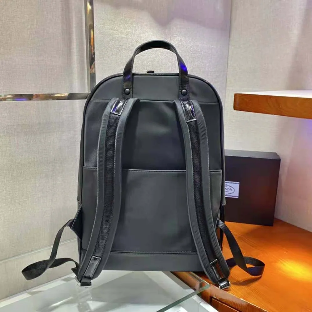 Prada Re-Nylon and Leather Backpack for Men in Black