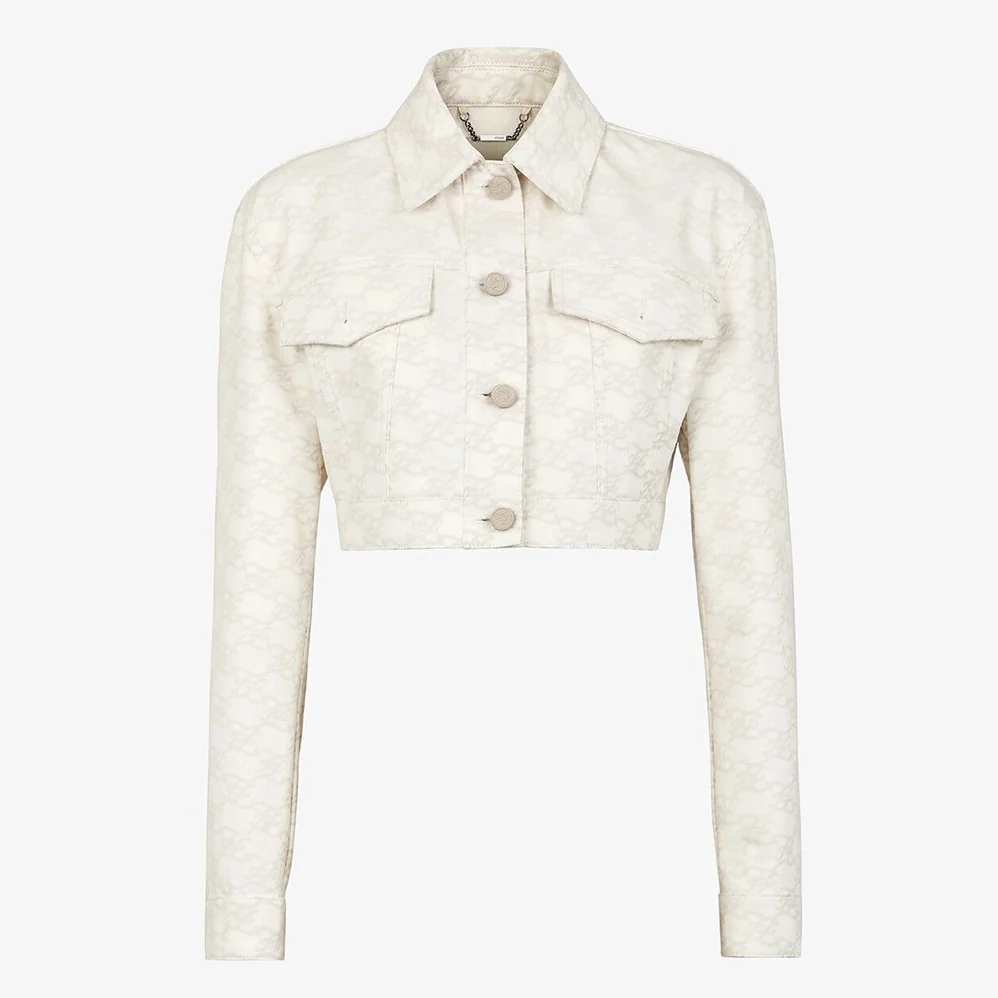 Fendi White Denim Cropped Jacket for Women Fendi White Denim Cropped Jacket for Women