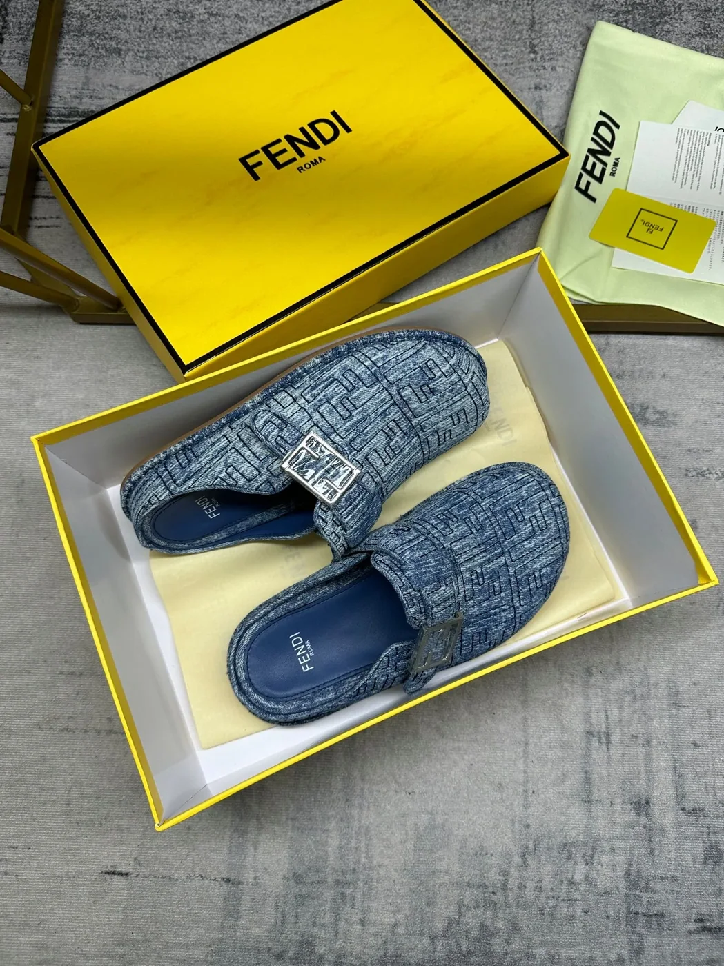 Fendi Feel Mules Blue