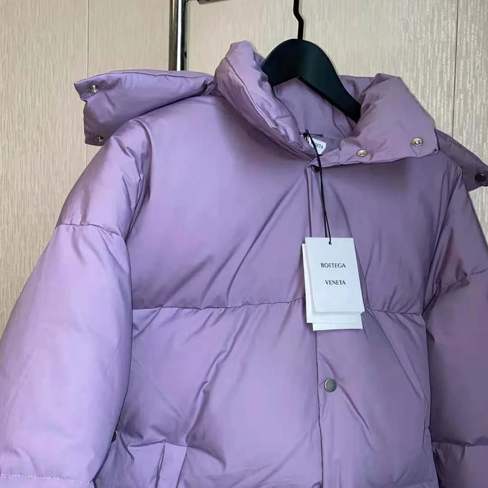Bottega Veneta Frosted Poplin Puffer Jacket for Women in Purple Bottega Veneta Frosted Poplin Puffer Jacket for Women in Purple