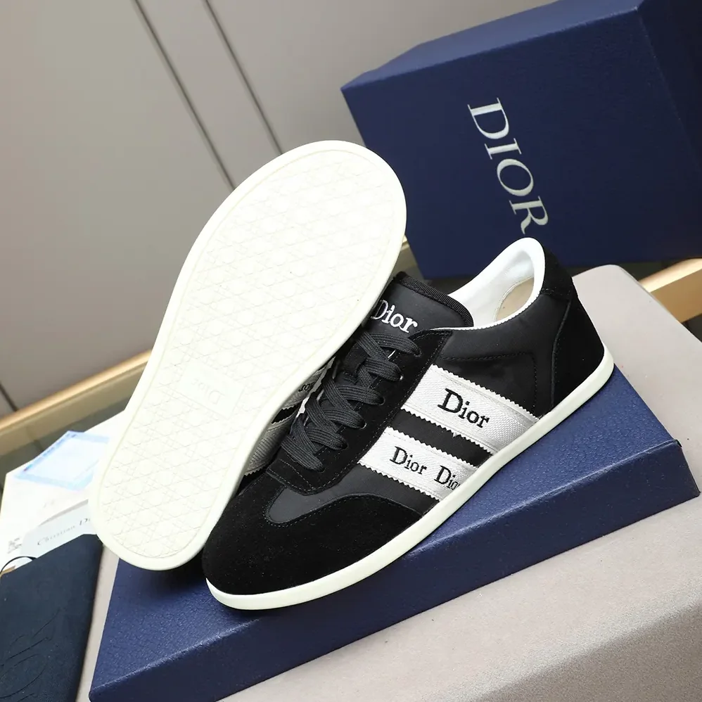 Dior Ribbon Sneaker Black Suede Calfskin and Technical Fabric for Unisex