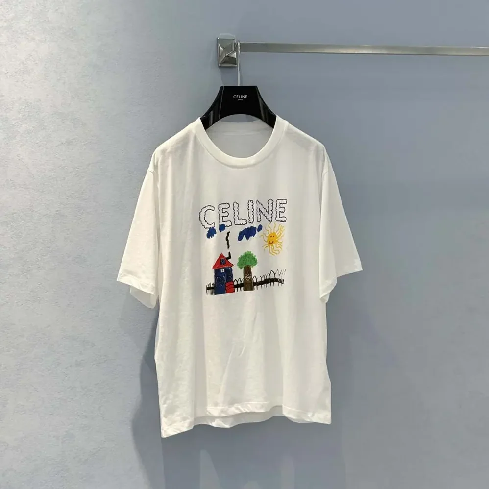 Celine Loose T-Shirt In Cotton Jersey for Men in White Celine Loose T-Shirt In Cotton Jersey for Men in White