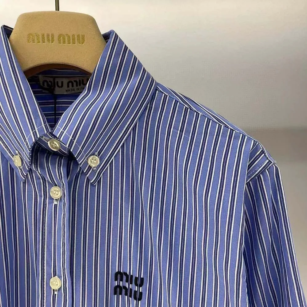 Miu Miu Poplin Shirt with Embroidered Logo for Women