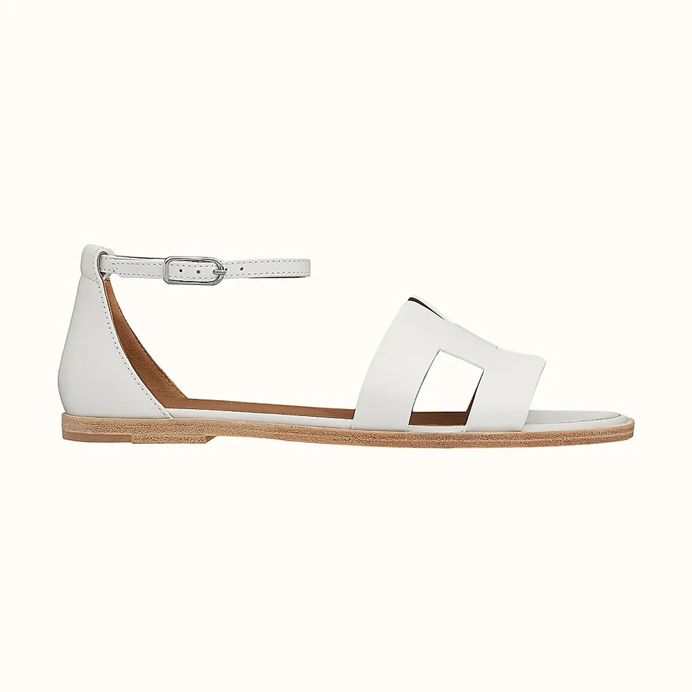 Hermes Santorini Sandal in Calfskin Leather for Women in White Hermes Santorini Sandal in Calfskin Leather for Women in White