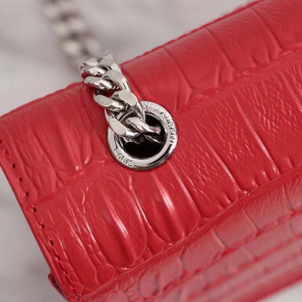 Saint Laurent YSL Kate Small Tassel Embossed Crocodile Shiny Calfskin for Women in Red Saint Laurent YSL Kate Small Tassel Embossed Crocodile Shiny Calfskin for Women in Red