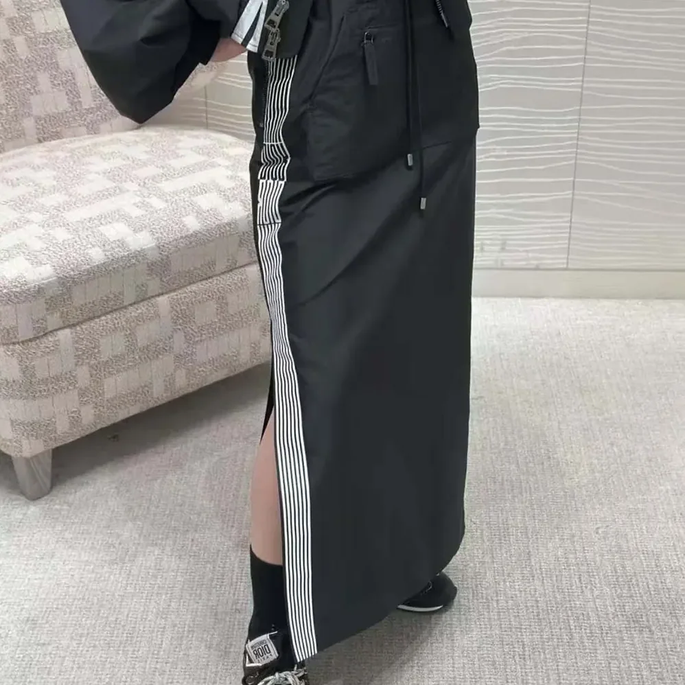 Dior Mid-Length Straight Skirt Black Jacquard Technical Taffeta for Women