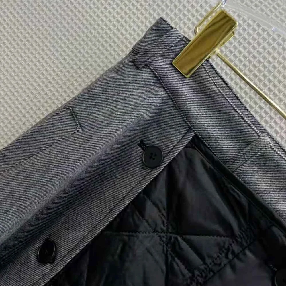 Dior Cannage Lined Mid-Length Skirt Gray Technical Cotton Drill for Women Dior Cannage Lined Mid-Length Skirt Gray Technical Cotton Drill for Women
