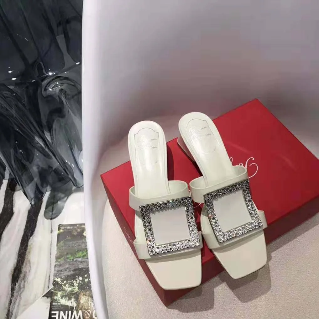 Roger Vivier Bikiviv' Strass Mules for Women in White Roger Vivier Bikiviv' Strass Mules for Women in White