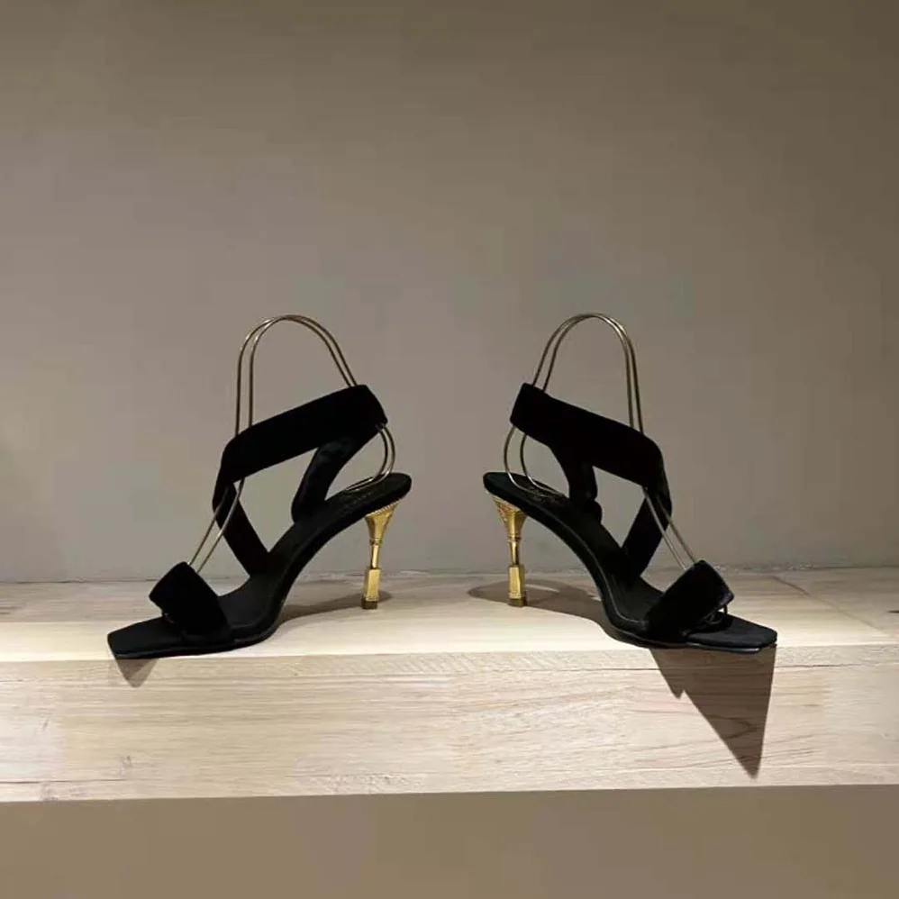 Balmain Suede Moneta Sandals in 95 mm Heel Height for Women in Black Balmain Suede Moneta Sandals in 95 mm Heel Height for Women in Black