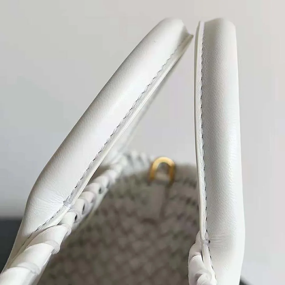 Bottega Veneta Mini Cabat Intreccio Leather Tote Bag with Detachable Strap for Women in White