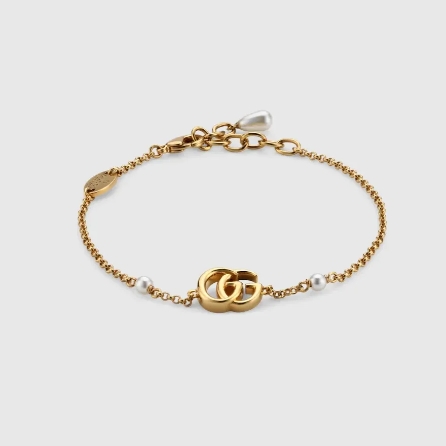 Gucci GG Marmont Chain Bracelet With Charm Gold Hardware