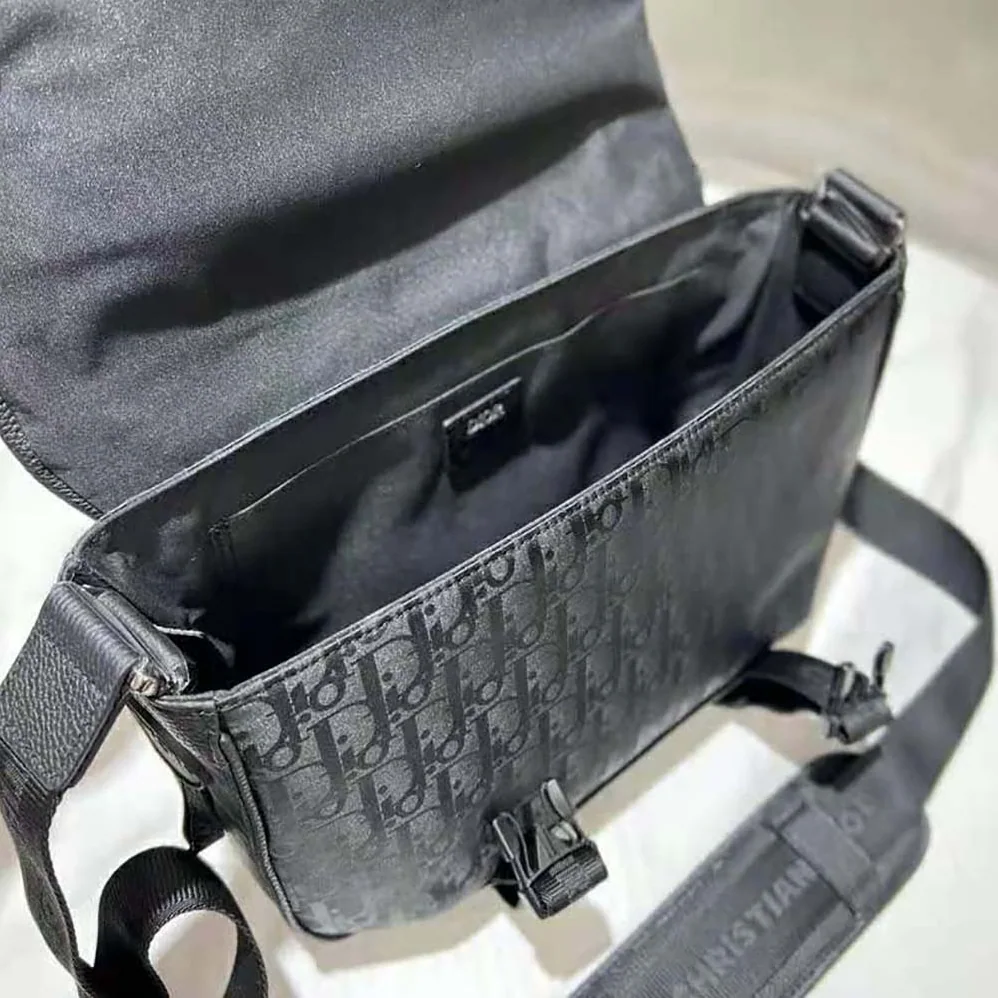 Dior Explorer Messenger Bag Black Dior Oblique Mirage Technical Fabric and Grained Calfskin for Men