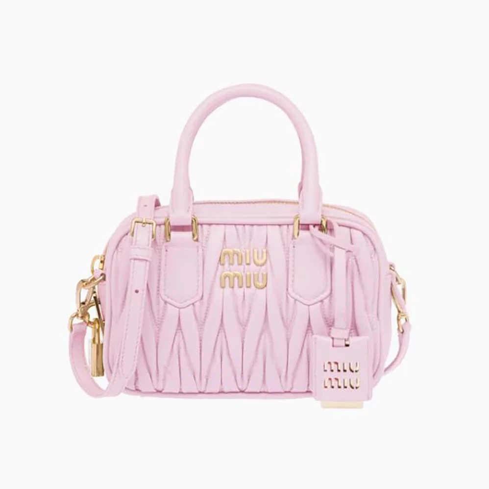 Miu Miu Matelassé Nappa Leather Top-Handle Bag for Women in Pink Miu Miu Matelassé Nappa Leather Top-Handle Bag for Women in Pink