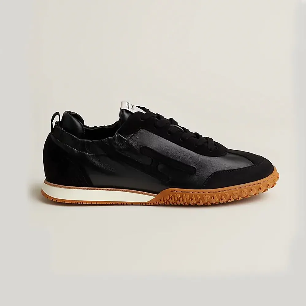 Hermes Jet Sneaker in Technical Canvas and Suede Goatskin for Unisex in Black